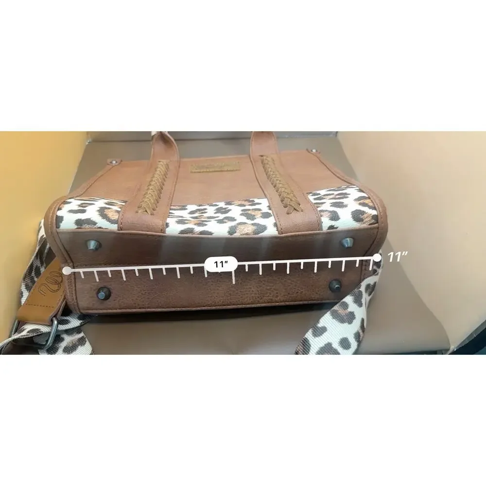 Wrangler Brown Leopard Print Satchel Crossbody Handbag Western Purse - Picture 6 of 13